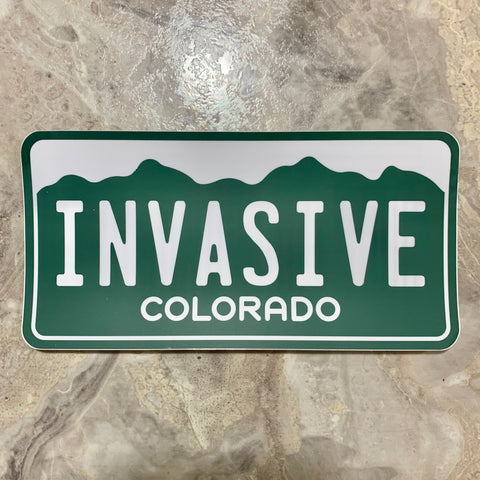Invasive Retro License Plate Bumper Sticker